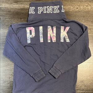 PINK Victoria's Secret Quarter-Zip Pullover with Dog Logo